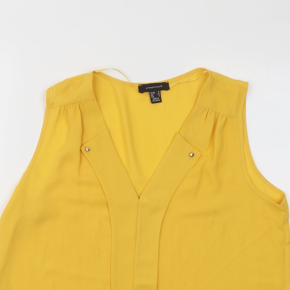 Atmosphere Womens Yellow Polyester Basic Tank Size 12 V-Neck
