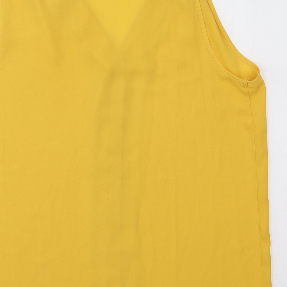 Atmosphere Womens Yellow Polyester Basic Tank Size 12 V-Neck