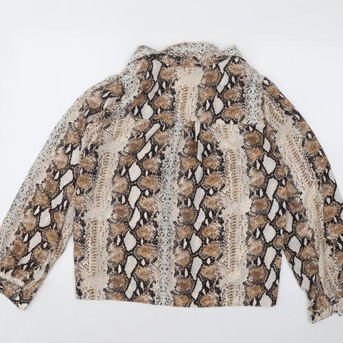 Dorothy Perkins Womens Gold Animal Print Polyester Basic Blouse Size 12 V-Neck - Snakeskin