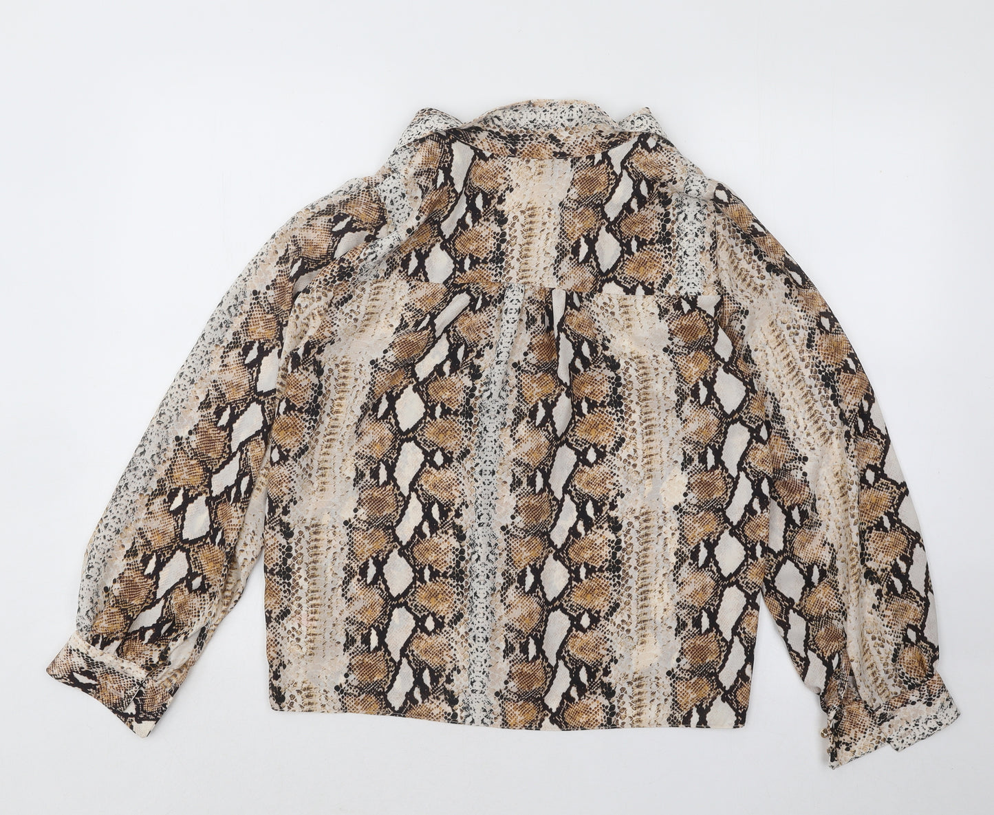 Dorothy Perkins Womens Gold Animal Print Polyester Basic Blouse Size 12 V-Neck - Snakeskin