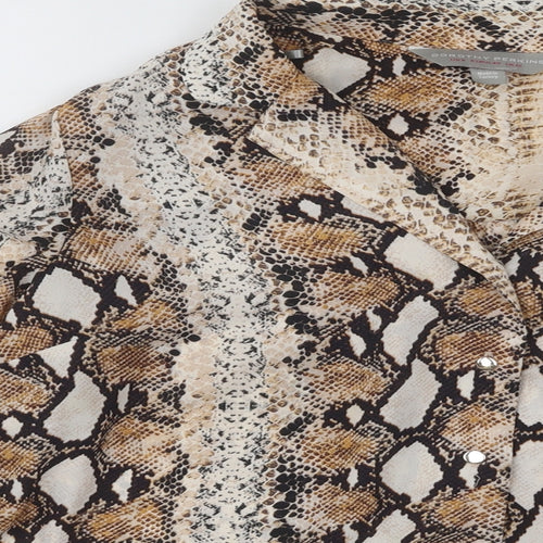 Dorothy Perkins Womens Gold Animal Print Polyester Basic Blouse Size 12 V-Neck - Snakeskin