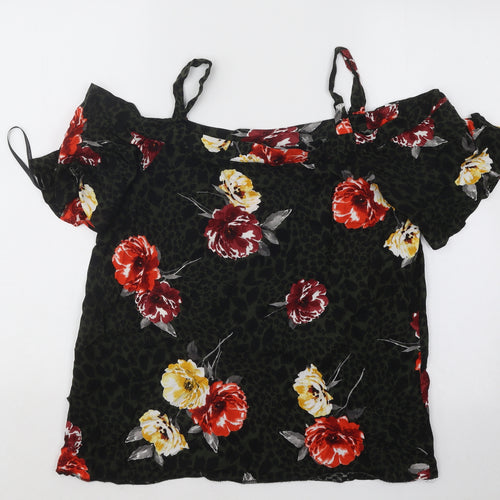 Dorothy Perkins Womens Multicoloured Floral Polyester Basic Blouse Size 10 Round Neck