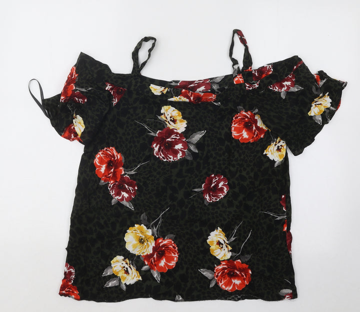 Dorothy Perkins Womens Multicoloured Floral Polyester Basic Blouse Size 10 Round Neck