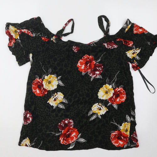 Dorothy Perkins Womens Multicoloured Floral Polyester Basic Blouse Size 10 Round Neck