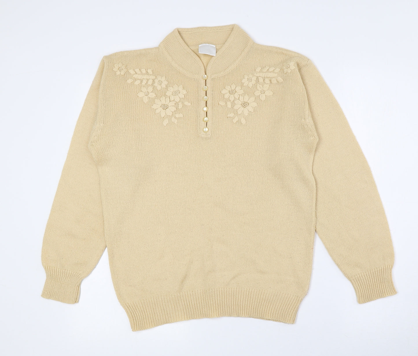 Classics Womens Gold High Neck Acrylic Pullover Jumper Size 10
