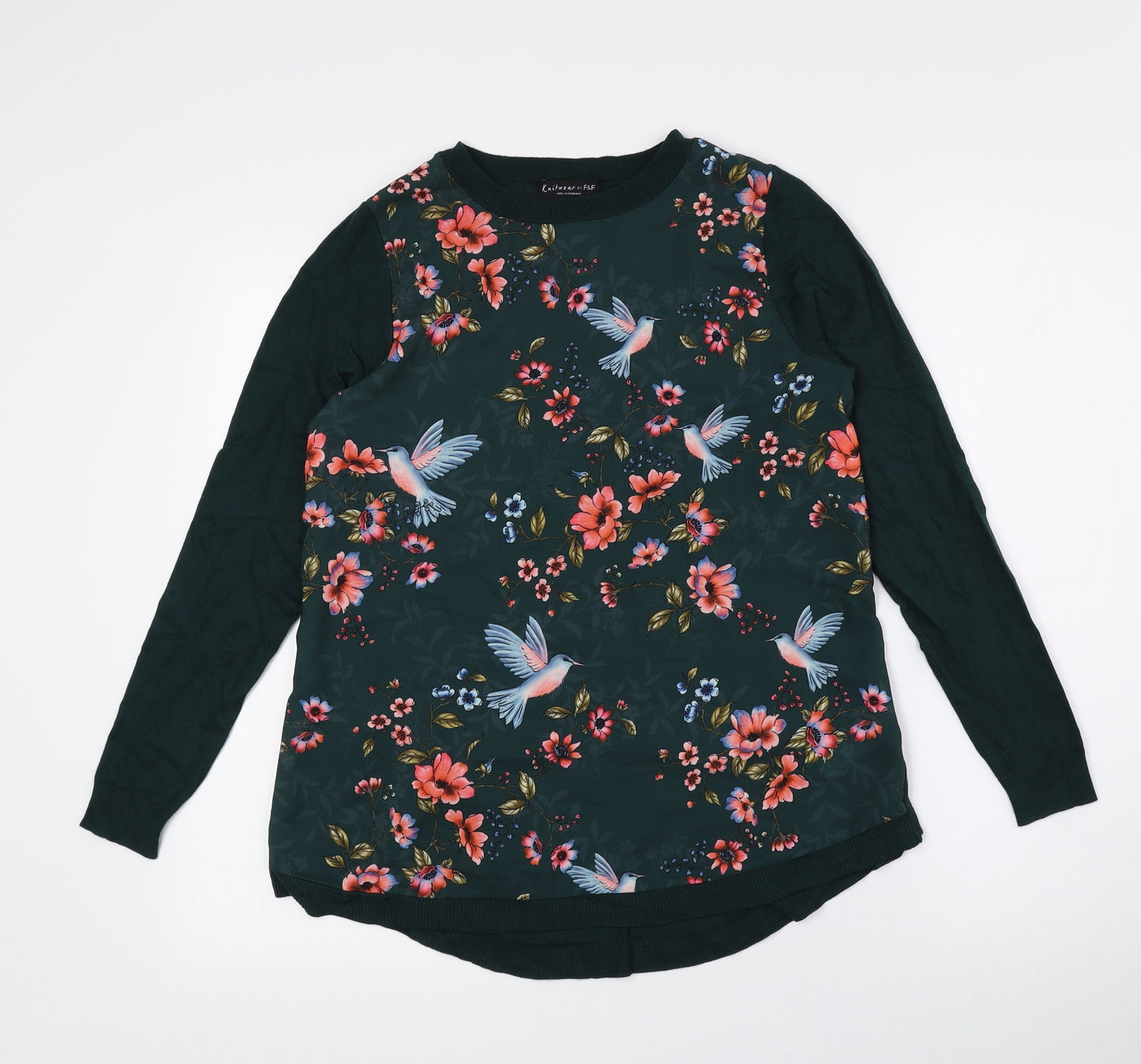 F&F Womens Multicoloured Crew Neck Floral Viscose Pullover Jumper Size 6