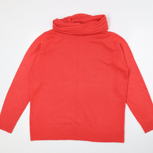 Essential Womens Pink Roll Neck Acrylic Pullover Jumper Size 16 - Size 16/18