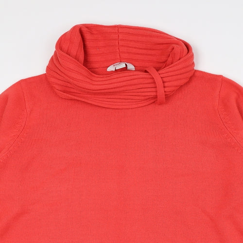Essential Womens Pink Roll Neck Acrylic Pullover Jumper Size 16 - Size 16/18