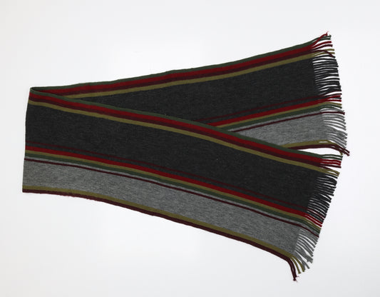 Preworn Mens Multicoloured Striped Polyester Rectangle Scarf Scarf Size Regular