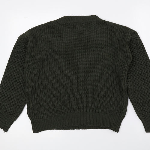 Boohoo Womens Green Crew Neck Acrylic Pullover Jumper Size 6