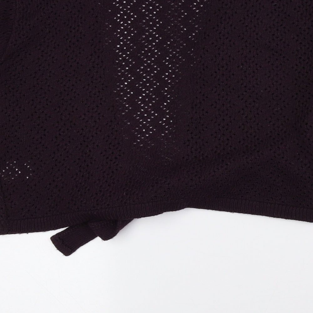 Bonmarché Womens Purple V-Neck Geometric Acrylic Cardigan Jumper Size S - Cropped