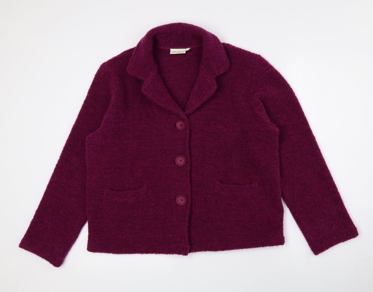 Adini Womens Purple Pea Coat Coat Size M Button - Felt material