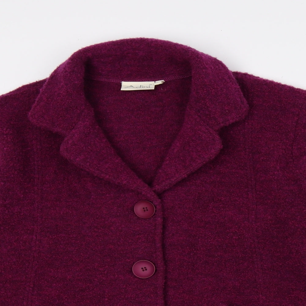 Adini Womens Purple Pea Coat Coat Size M Button - Felt material
