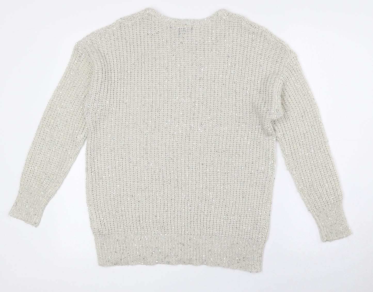 Atmosphere Womens Silver Crew Neck Polyester Pullover Jumper Size 12
