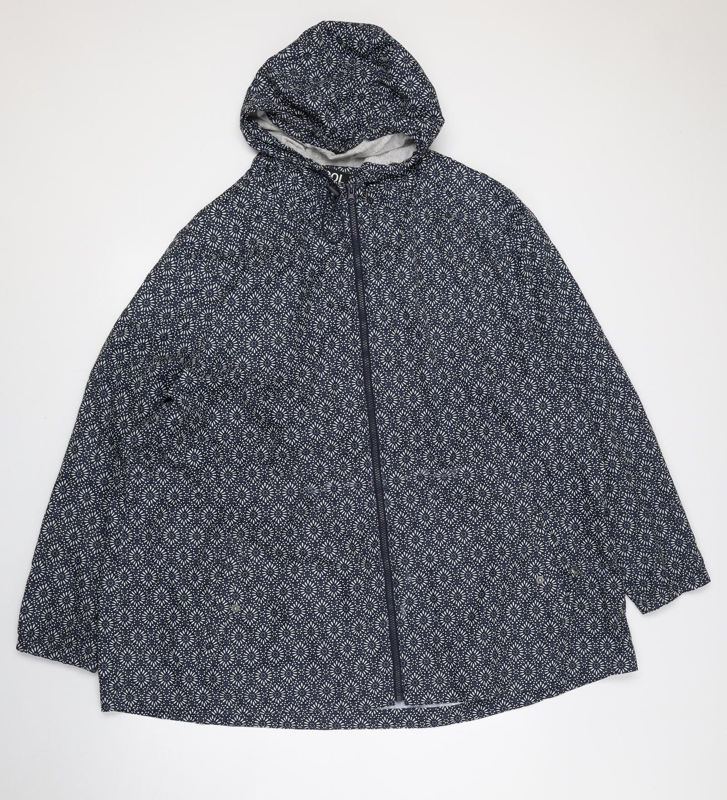 Debenhams Womens Blue Geometric Anorak Coat Size 24 Zip
