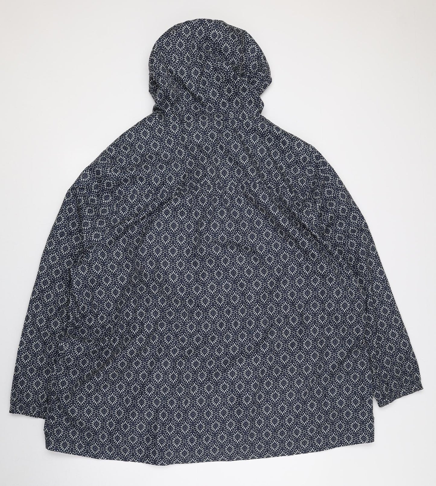Debenhams Womens Blue Geometric Anorak Coat Size 24 Zip