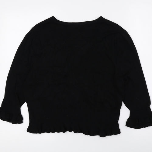 George Womens Black V-Neck Viscose Cardigan Jumper Size 14 - Cropped