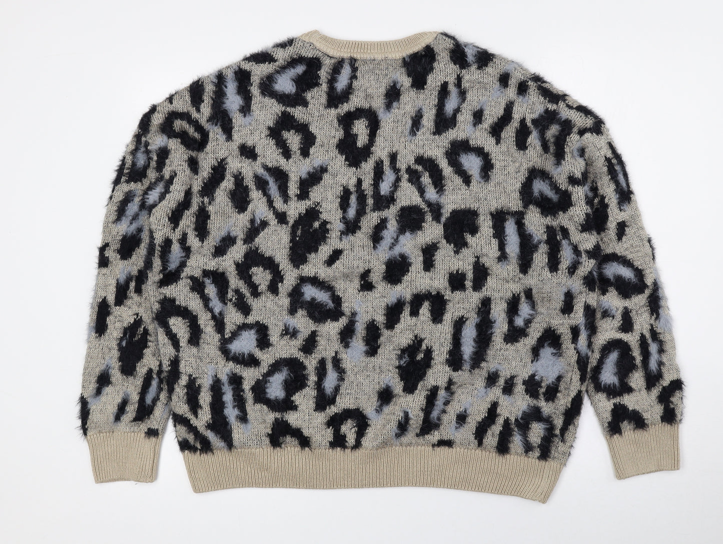 New Look Womens Multicoloured Crew Neck Animal Print Polyamide Pullover Jumper Size M - Fuzzy Knit