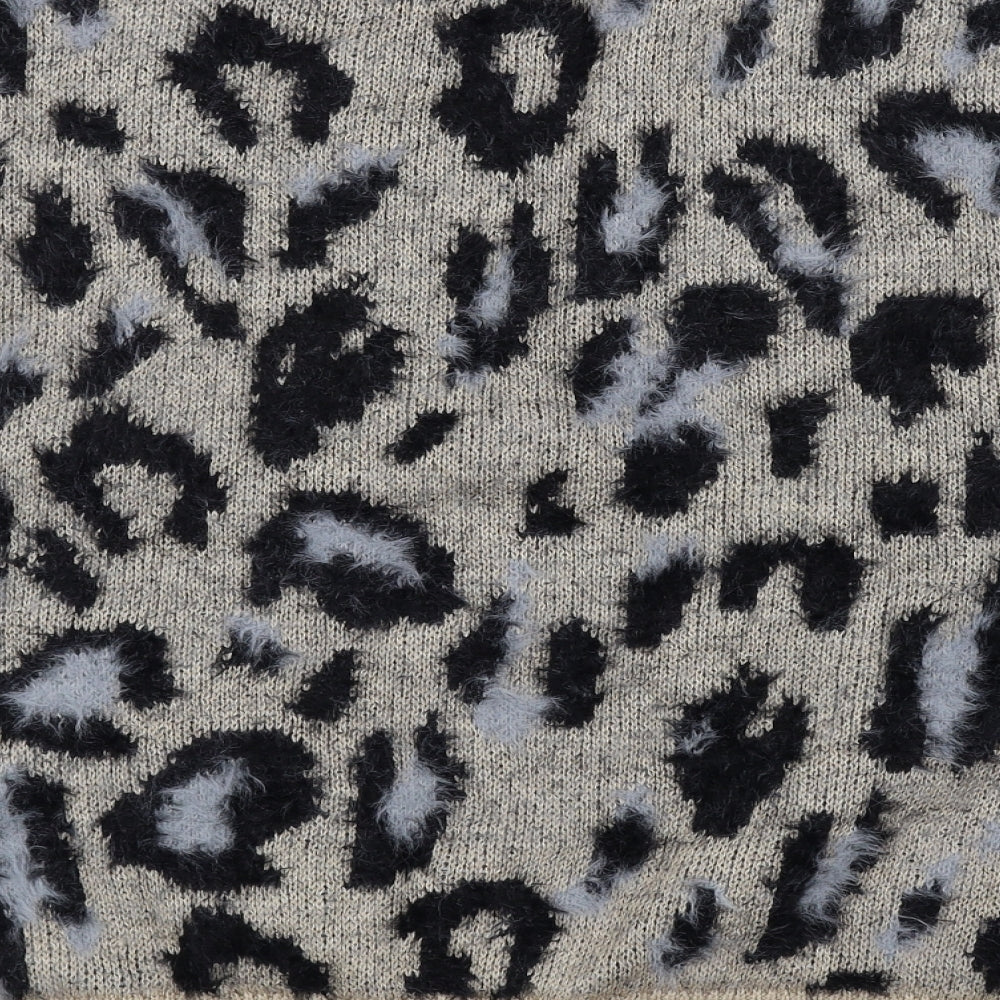 New Look Womens Multicoloured Crew Neck Animal Print Polyamide Pullover Jumper Size M - Fuzzy Knit