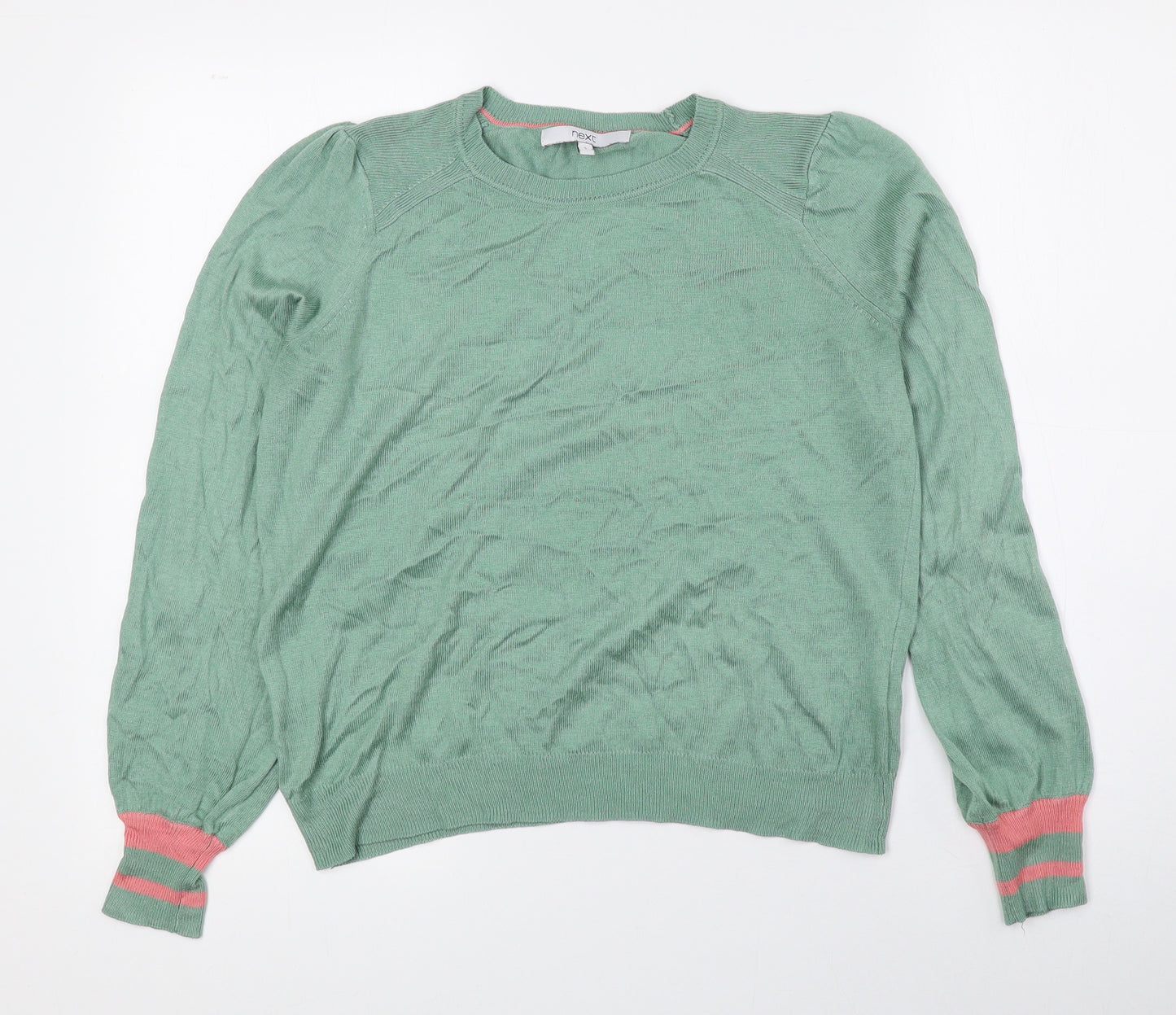 NEXT Womens Green Crew Neck Polyester Pullover Jumper Size S