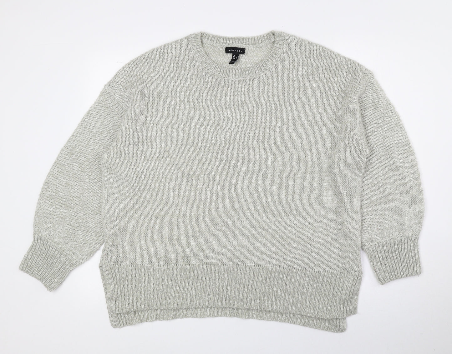 New Look Womens Grey Crew Neck Acrylic Pullover Jumper Size L
