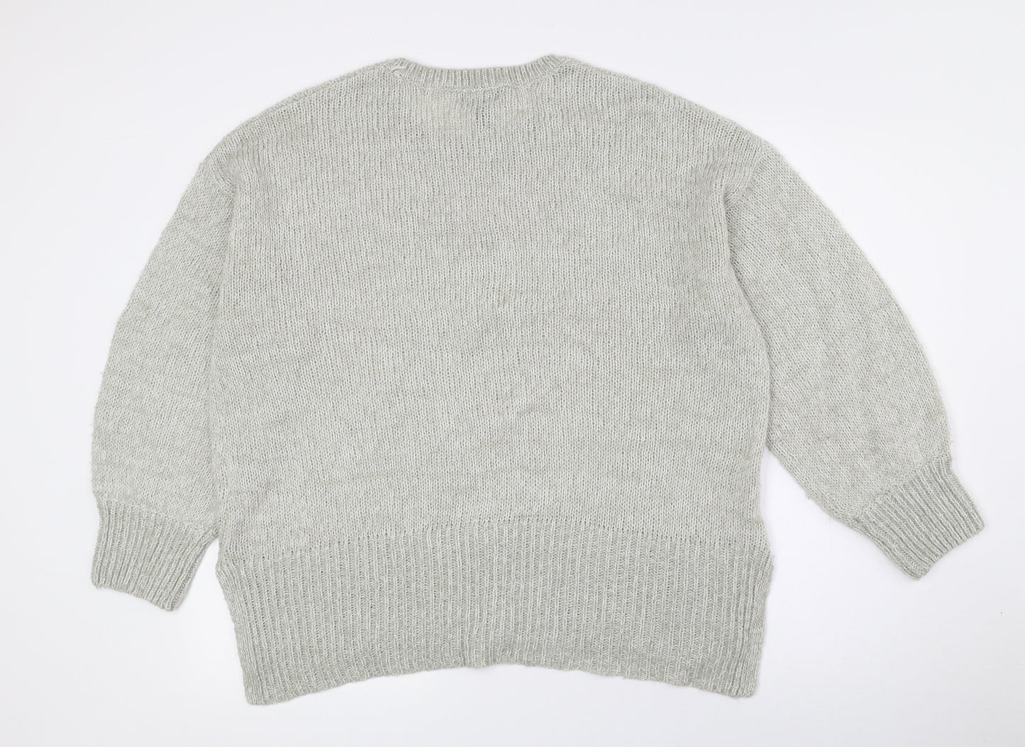 New Look Womens Grey Crew Neck Acrylic Pullover Jumper Size L
