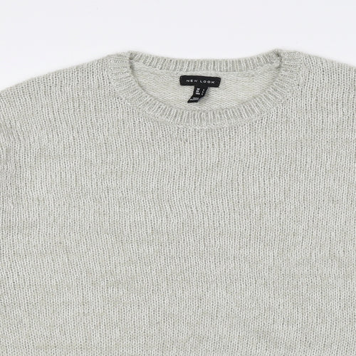 New Look Womens Grey Crew Neck Acrylic Pullover Jumper Size L