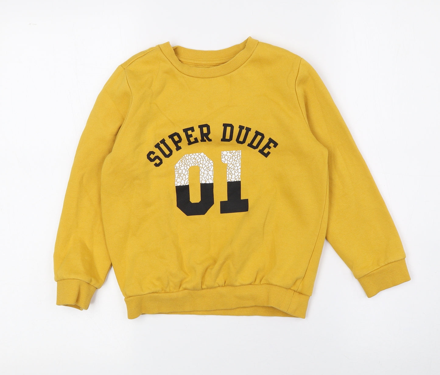 F&F Boys Yellow Cotton Pullover Sweatshirt Size 6-7 Years
