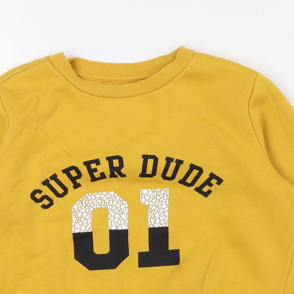 F&F Boys Yellow Cotton Pullover Sweatshirt Size 6-7 Years