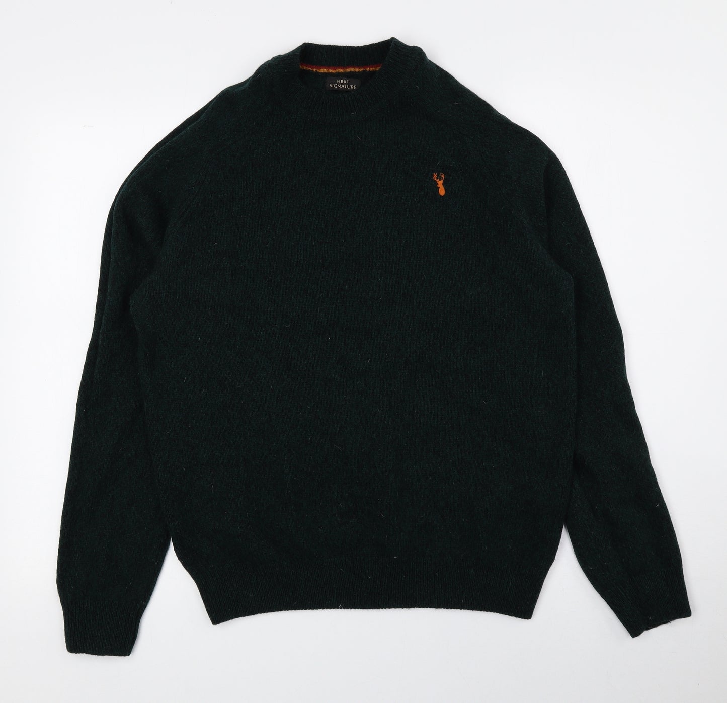NEXT Mens Green High Neck Wool Pullover Jumper Size L