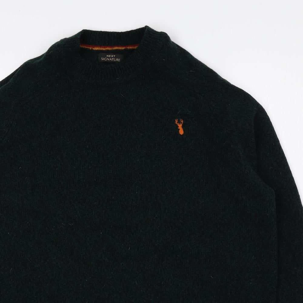 NEXT Mens Green High Neck Wool Pullover Jumper Size L