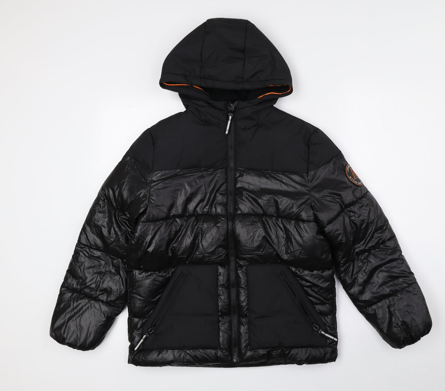 Studio Boys Black Puffer Jacket Coat Size 9-10 Years Zip