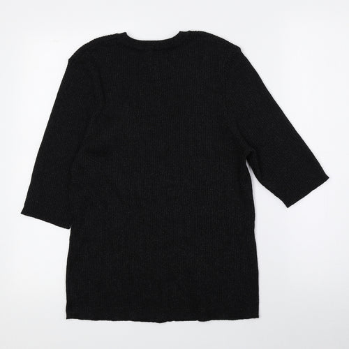 NEXT Womens Black Viscose Basic T-Shirt Size 16 Round Neck