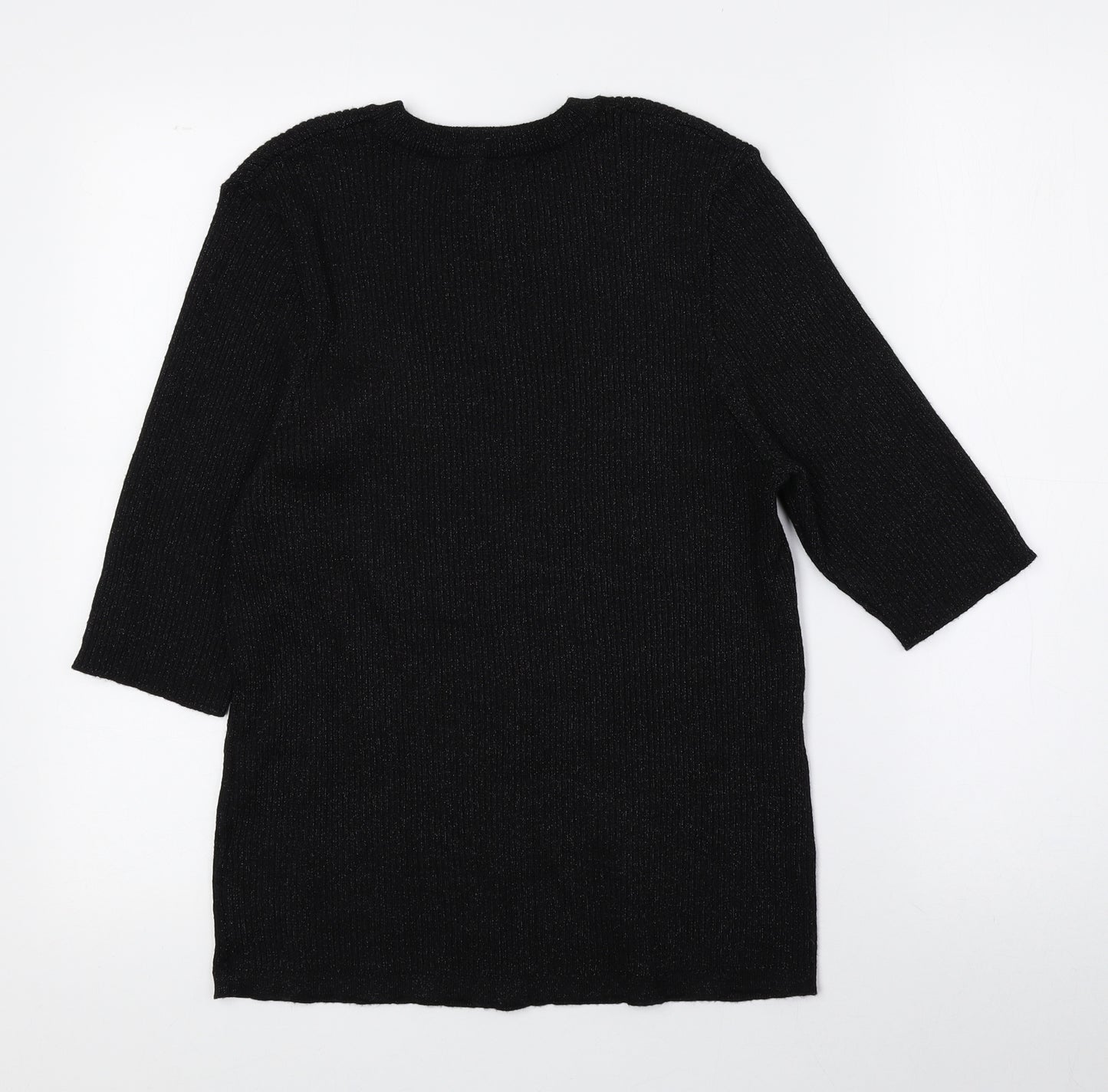 NEXT Womens Black Viscose Basic T-Shirt Size 16 Round Neck
