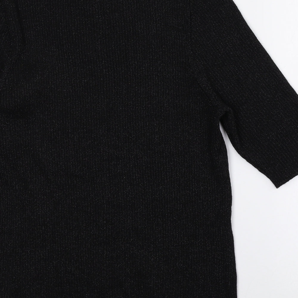 NEXT Womens Black Viscose Basic T-Shirt Size 16 Round Neck