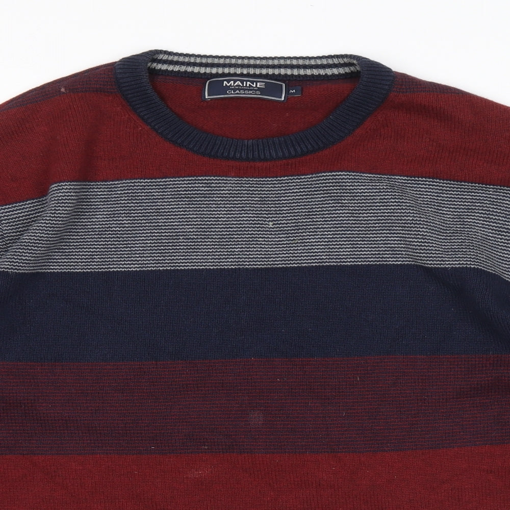 Debenhams Mens Multicoloured Round Neck Striped Cotton Pullover Jumper Size M