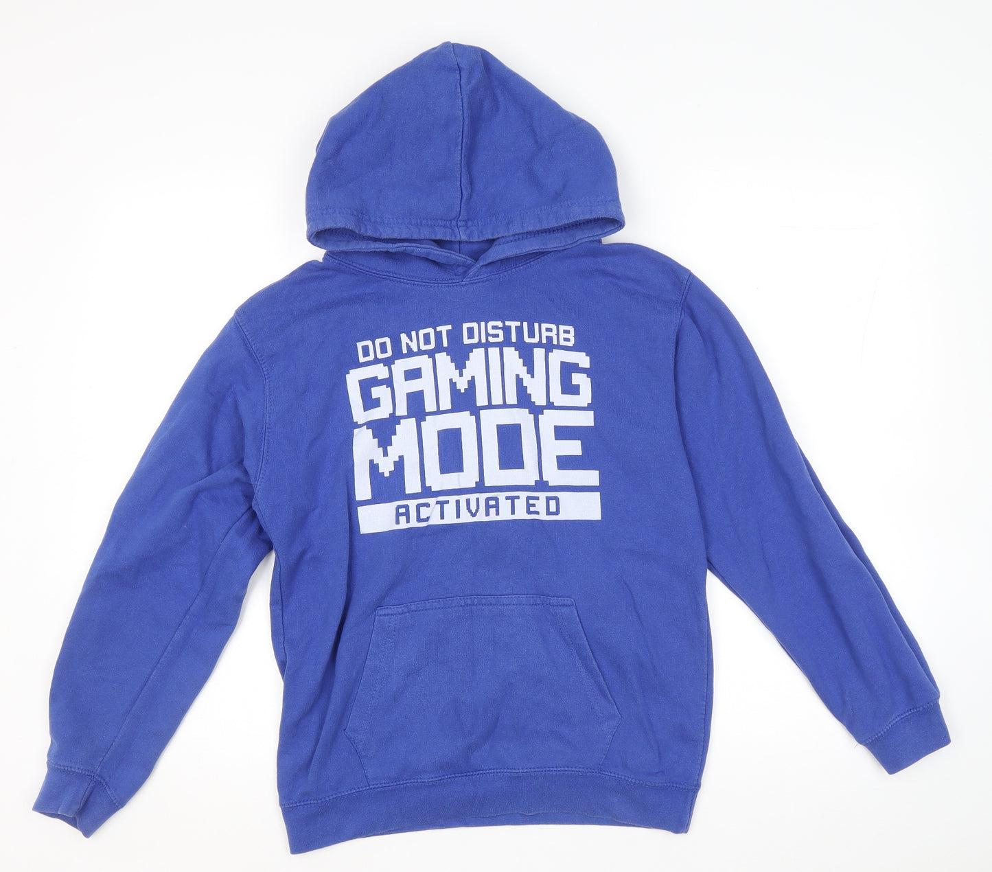 Awdis Boys Blue Cotton Pullover Hoodie Size 12-13 Years Pullover - Gaming Mode Activated