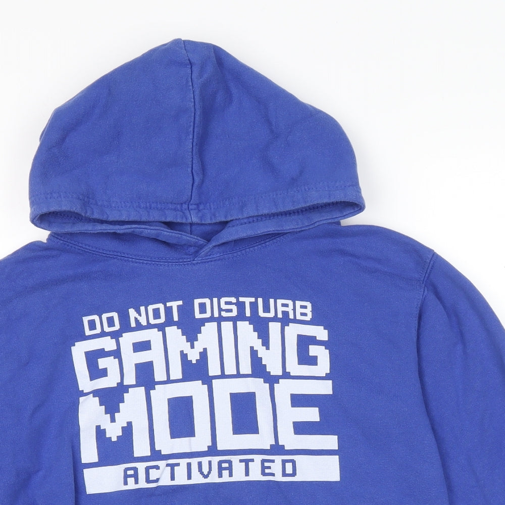 Awdis Boys Blue Cotton Pullover Hoodie Size 12-13 Years Pullover - Gaming Mode Activated