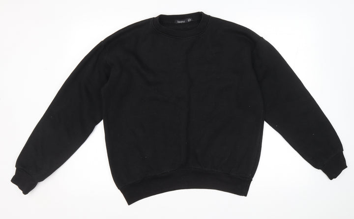 Boohoo Womens Black Polyester Pullover Sweatshirt Size 8 Pullover