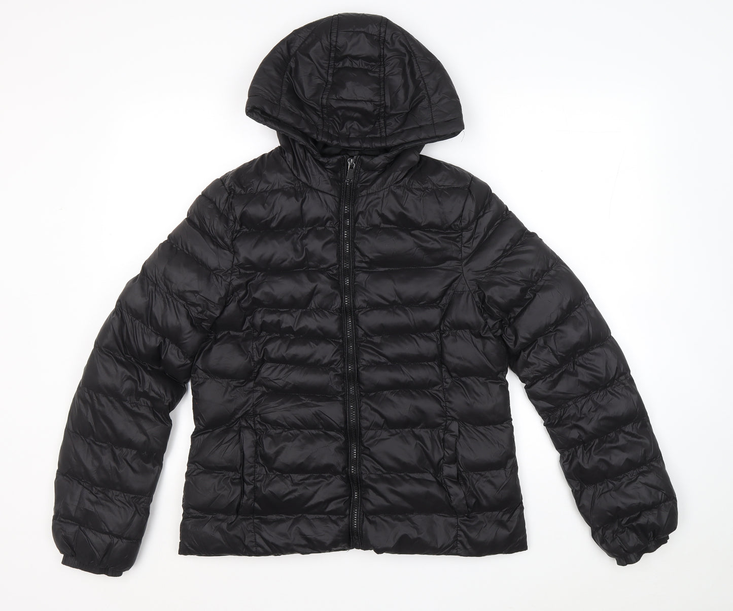 Brave Soul Womens Black Puffer Jacket Coat Size 12 Zip
