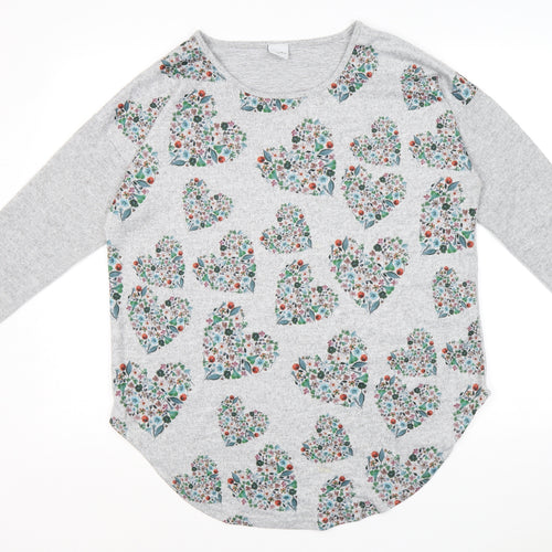 Stock Shop Womens Grey Scoop Neck Geometric Polyester Pullover Jumper Size M - Hearts