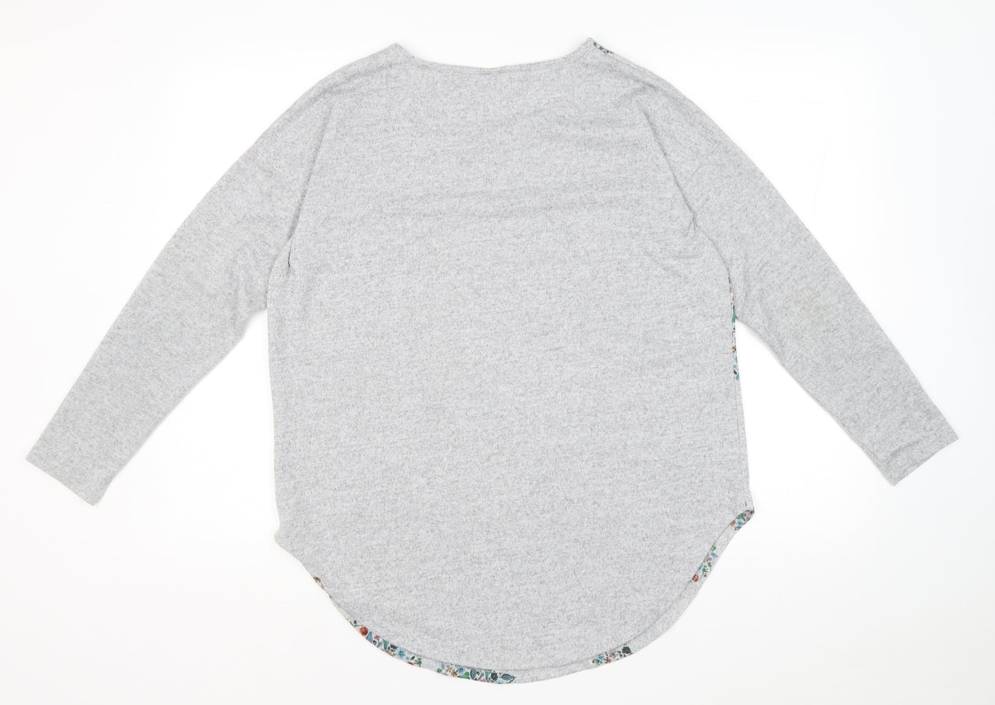 Stock Shop Womens Grey Scoop Neck Geometric Polyester Pullover Jumper Size M - Hearts