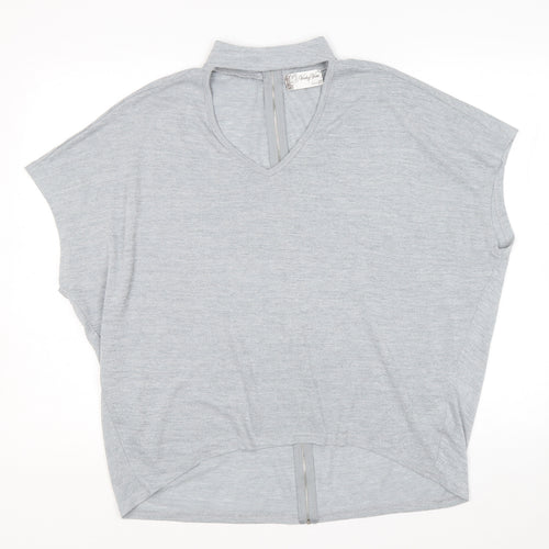 Voulez-Vous Womens Grey Viscose Basic Blouse Size M High Neck