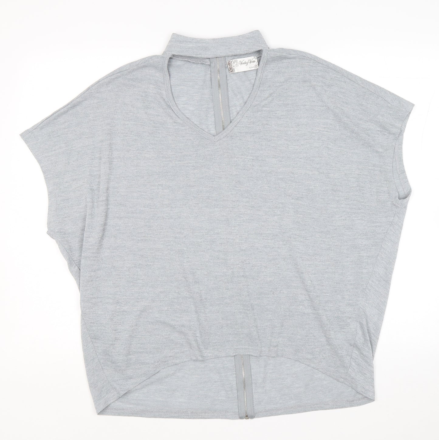 Voulez-Vous Womens Grey Viscose Basic Blouse Size M High Neck