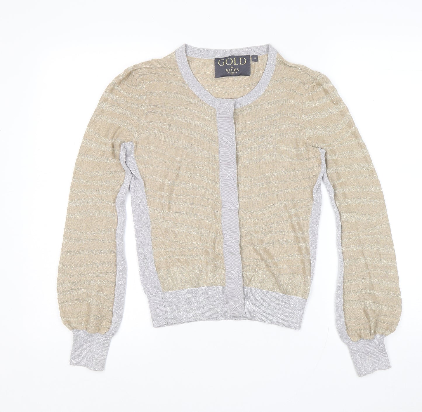 New Look Womens Gold Scoop Neck Striped Viscose Cape Jumper Size 10