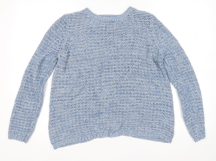 Dorothy Perkins Womens Blue Round Neck Acrylic Wrap Jumper Size 14