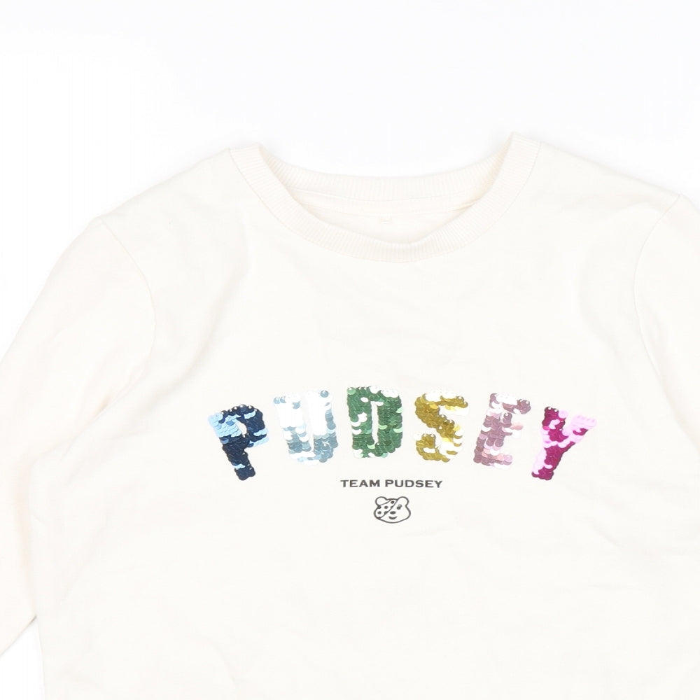 George Girls White Polyester Pullover Sweatshirt Size 10-11 Years Pullover - Pudsey