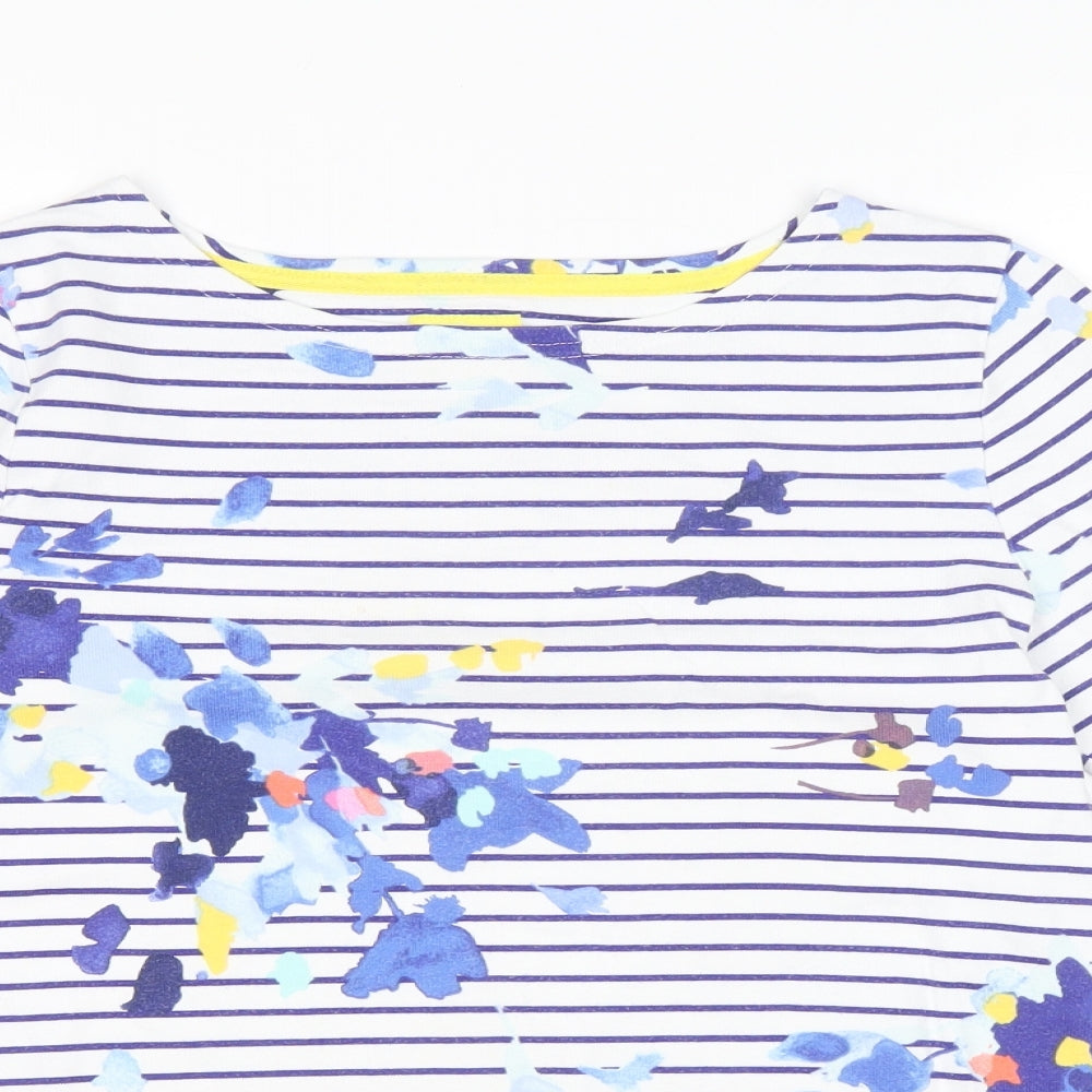 Joules Womens Blue Striped Cotton Basic T-Shirt Size 14 Scoop Neck