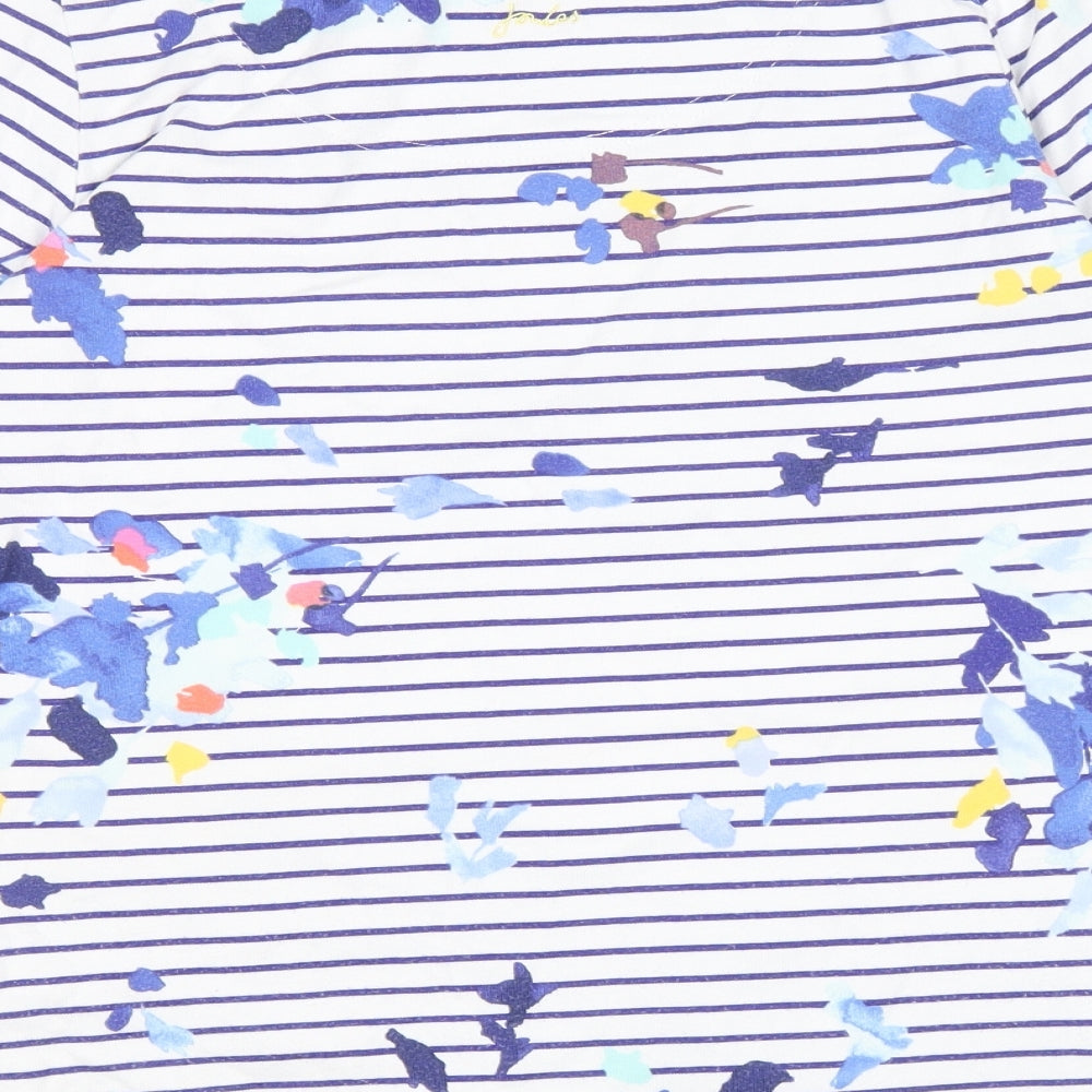 Joules Womens Blue Striped Cotton Basic T-Shirt Size 14 Scoop Neck