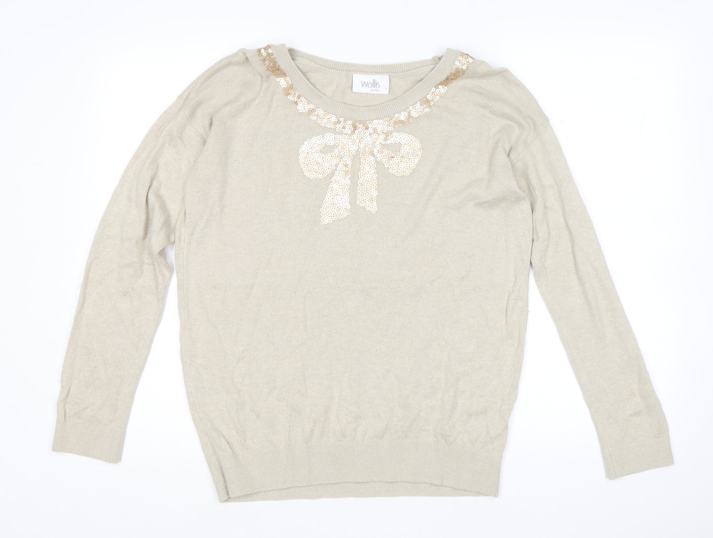 Wallis Womens Beige Scoop Neck Viscose Pullover Jumper Size S